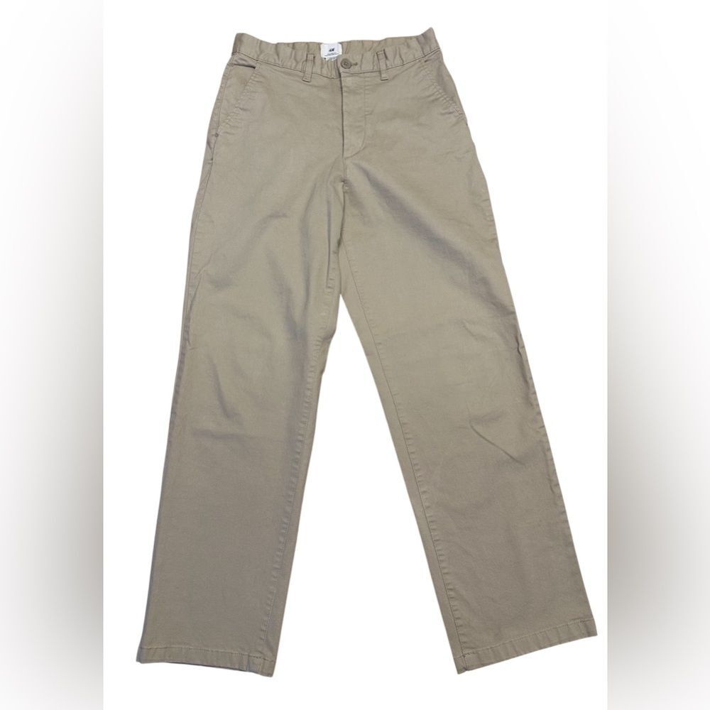 H&M Relaxed Fit Khaki Chino Pants Men’s 28 Cotton Stretch Casual NWOT